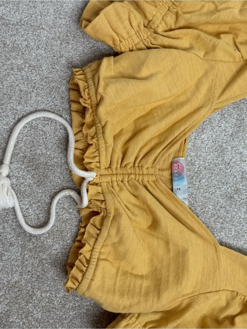Free People beach Mustard Yellow Ruched Crop Top medium
